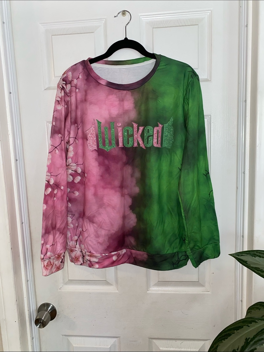 Tie-Dye 'Wicked' Long Sleeve Sweatshirt - Pink & Green